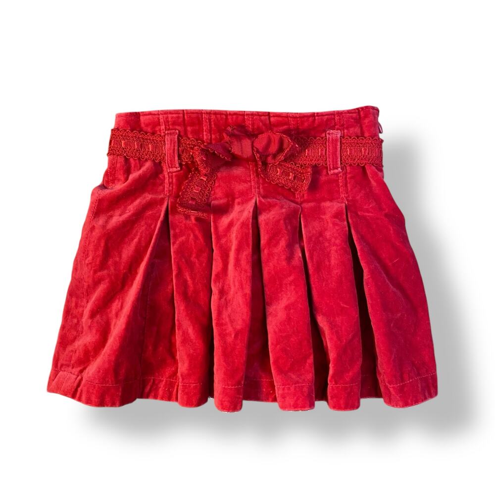 Oshkosh Vintage Velvet Belted Short Mini‎ Skirt Girls Size 6 Red Holiday
